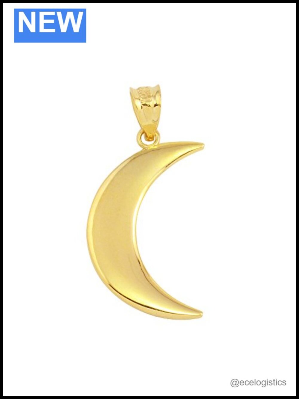 High Polish 10k Yellow Gold Crescent Moon Charm Pendant
